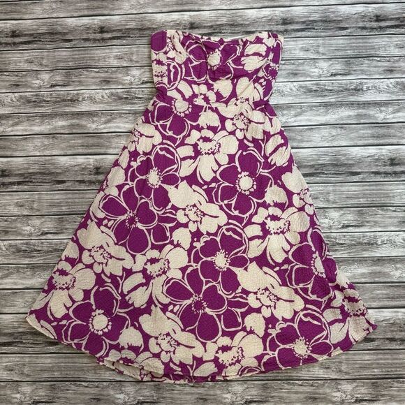 J. Crew Factory Women Strapless Tube Top Floral A Line Summer Dress 2 Pink White - Picture 14 of 15